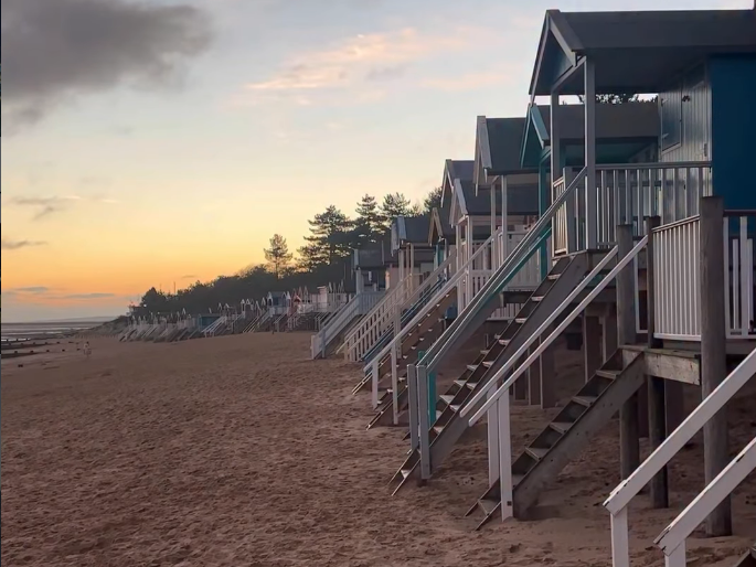 Norfolk beach huts photographed for social media content creation